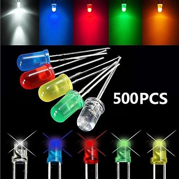 200 kpl 5mm LED-diodit 5 väriä elektroniikkakomponentit pyöreä