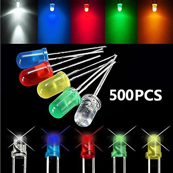 200 st 5mm LED-dioder 5 färger Elektronikkomponenter Runda