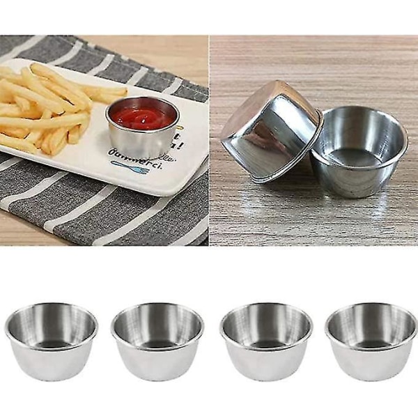 9 stk. Rustfrit Stål Krydderi Sauce Kopper Runde Fade