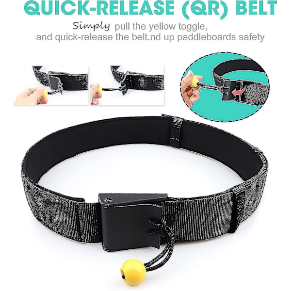 Sup Talje Bælte, 50mm Bred Justerbar Hurtigudløsning Talje Bælte Rem Forbinder Surf Leash Til Stand Up Paddleboards Vandsports Sikkerhedsudstyr (sort1