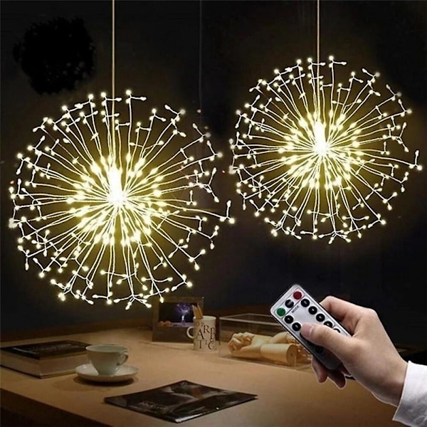 2-pack 180 LED-eldsprakar med stjärnformad koppartråd, 8 lägen