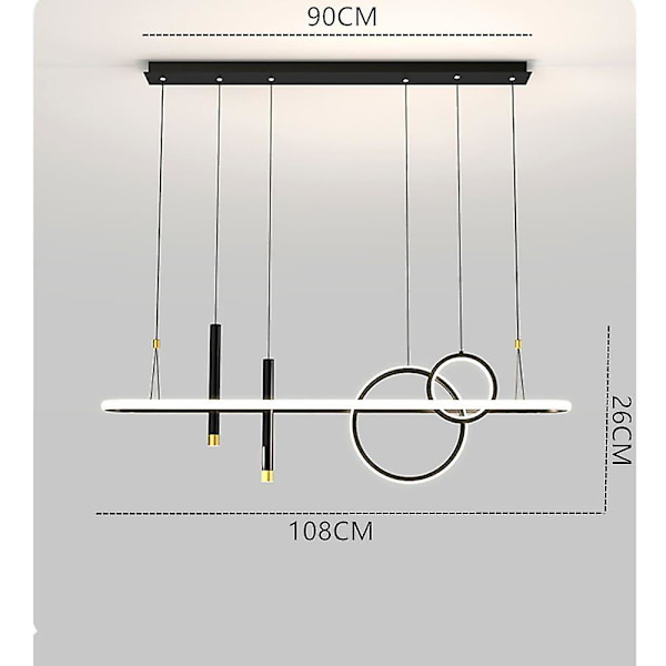 1-valaisimen 108 cm LED-riipusvalaisin, pyöreä muotoilu, metalli, moderni