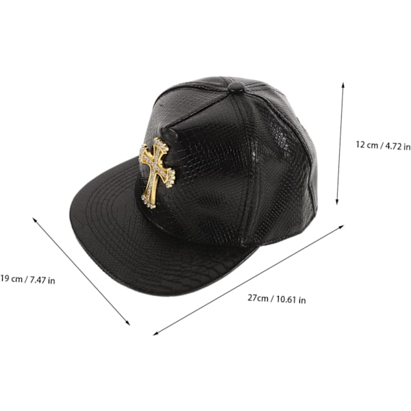 Trendy Baseballkasket med Krydssymbol, Moderigtig PU-hat til Udendørs Aktiviteter