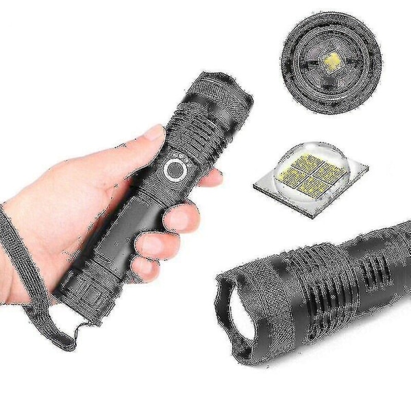 Super Bright 90000lm Led Tactical lommelygte med genopladeligt batteri Zoombar-hyj