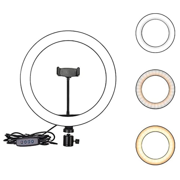 1 stk 26cm 10tommers Led Selfie Ring Light Dimbar Kamera