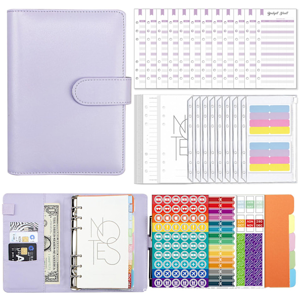 Bokföringsanteckningsbok Macaron A10 PU-läder Lösblad Kreativ Kassa Purple