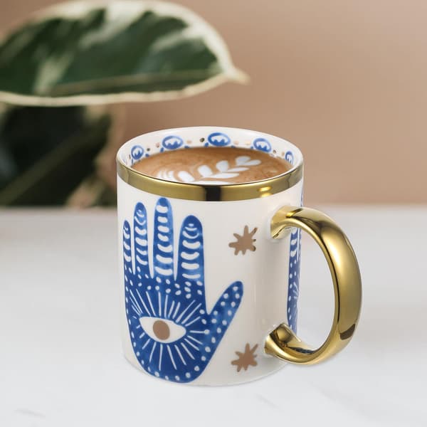 Delikat vattenkopp Keramisk kaffekopp Dekorativ mugg Blå platt bas Robust modestil