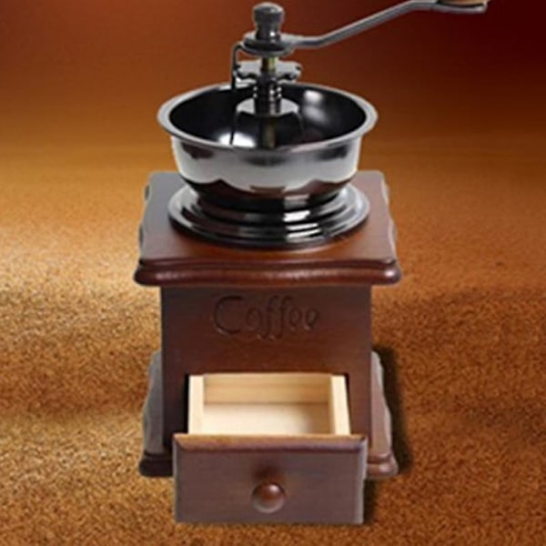 Kaffebønnekvern Tre Hånddrevet Rustfritt Retro