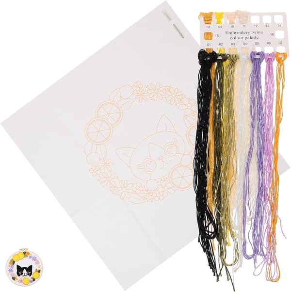 Katt broderisett Nybegynner DIY Håndbroderisett Bomullsmateriale