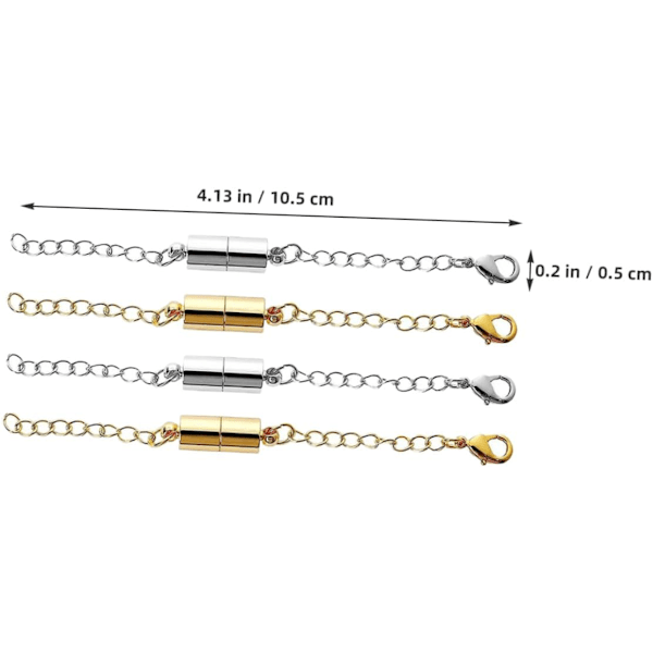 Smyckesförlängare för halsband, par av långa kedjeförlängare, klassiskt hummerlås
