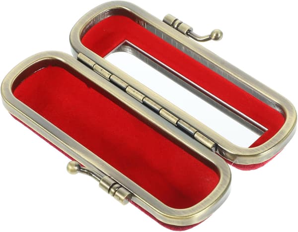 Retro læbestiftetui med spejl til kvinder, bærbart fløjl og aluminiumslegering, opbevaringsboks til småting