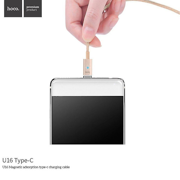 Hoco U16 1.2m USB Type-C Magnetisk Lading Nylonlader