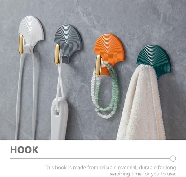 4 stk vifteformede selvklebende kroker Multifunksjonelle kroker ABS-materiale Minimalistisk moderne stil Plassbesparende Sikker