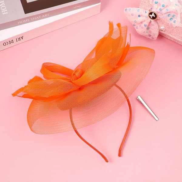 Pandebånd Fascinator Hat Mesh Bånd til Kvinder Teselskab Bryllup Begivenhed Orange