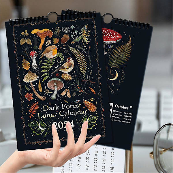 2024 Mörka Skogen Kalender Månadsvis Veckovis Daglig Tidsplanering Väggkalender Konst Hem Kontor Dekoration Presenter