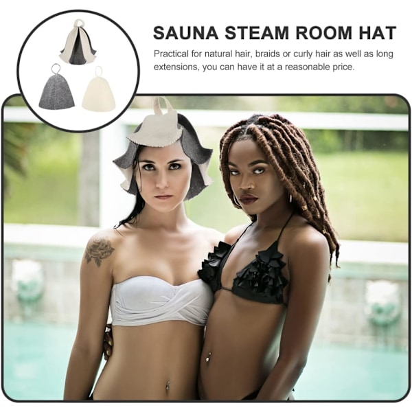 3 stk. Filt Brusehætte Sauna Spand Filt Badehat Sauna Tilbehør Økologisk Filt Sauna Hat