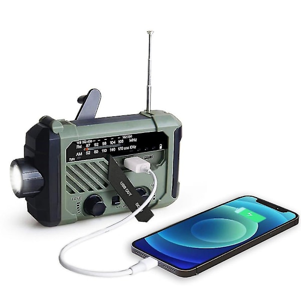 Solcelled Håndsvinget AM FM NOAA Radio Lommelygte Telefon SOS