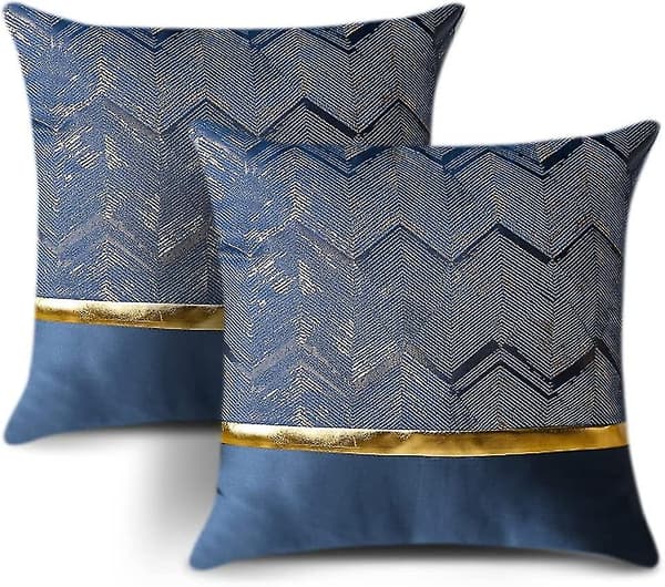 2 st Polyester Gyllene Trådsvåg Dekorativa Kuddfodral Hem Vardagsrum Soffa Sovrum