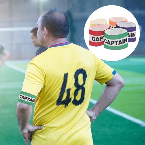 5 stk. elastiske anførerbind til fodbold – justerbare stribede armbind til unisex