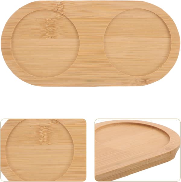 2-pack bambuunderlägg med 2 fack, robust stöd, bärbar design, khaki-färgad bambuorganisatörbricka