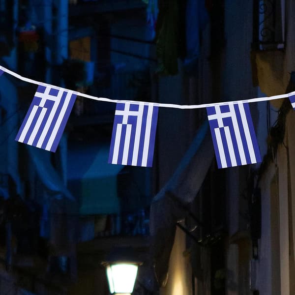Mini Hellas Flagg Hengende Banner Hellas Bannerstreng 14x21cm Firkantet Solid Polyester