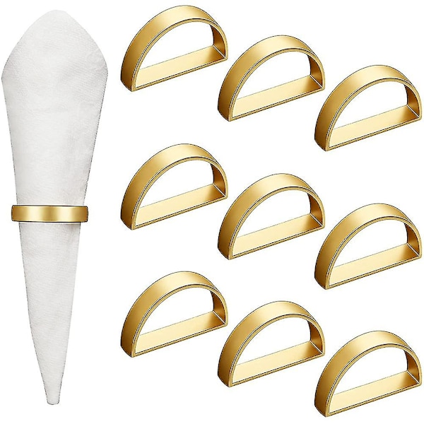 10 stk. Guld Servietringe Metal Servietringholdere Moderne Design Ringholder