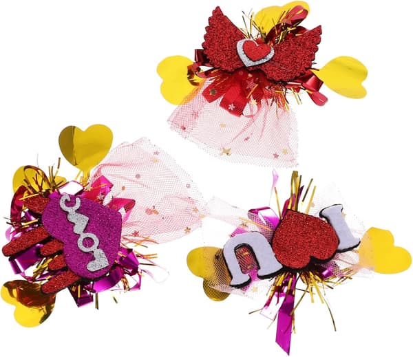 3 stk. Valentinsdag Hårspenner Unike Glitter Hårklemmer