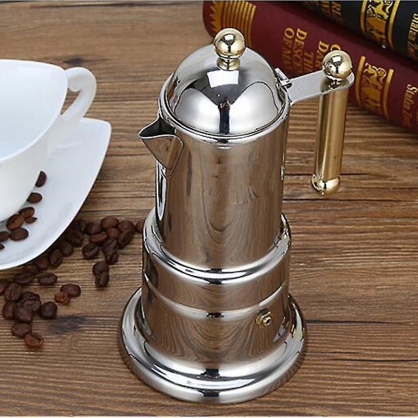 Tyk italiensk espressomaskine i rustfrit stål - Mocha kaffemaskine til komfur eller induktion til hjemmet - yuhao