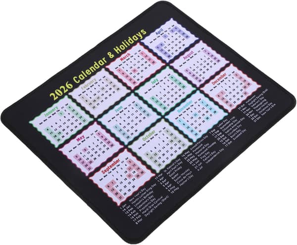Kalender Musematte Gaming Sklisikker Skrivebordsmatte for Kontor Hjem Bærbar PC