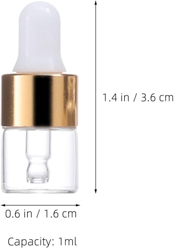 50 st glasdroppflaskor för eteriska oljor 1 ml påfyllningsbara miniprovflaskor
