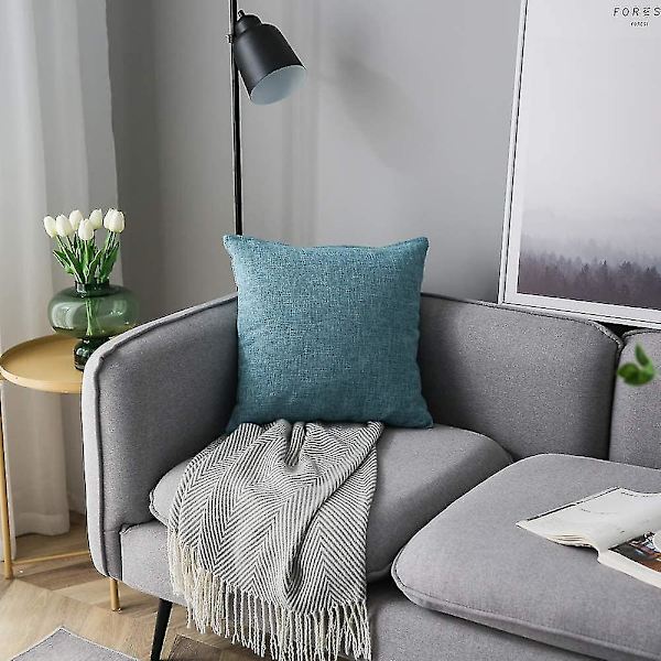 Sett med 2 rene fargede lumbale putetrekk, rustikk lin, dekorative putetrekk for sofa, sofa, dekorasjon