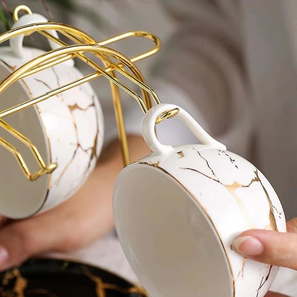 Nordisk Hjem Køkken Bordplade Kaffe Kop Holder 6 Kopper Stativ Guld Metal Kopper Holdere Stativ Dræn Orga