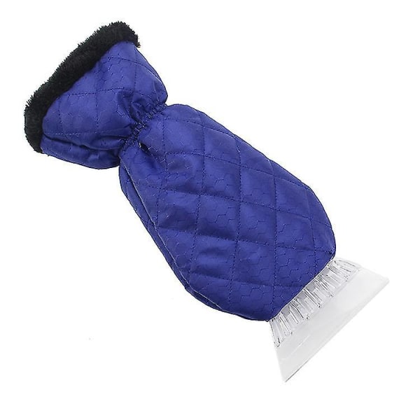 Isskrapa Mitt för bilvindruta, vattentät snöisskrapa handskar med tjockt fleecefoder och slitstarkt handtag för extra värme och skydd(bl