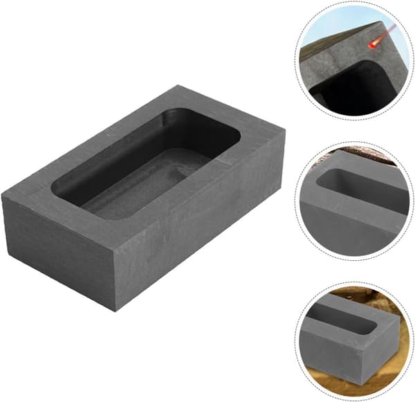 Grafittblokkform og smeltegullverktøy for smykkerstøping, middels 60x30x15mm solid grafittform