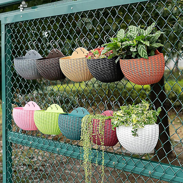 Set med 3 vägghängande blomkrukor för hem, trädgård, veranda, balkong, hem, kontor, väggdekoration, silvergrå