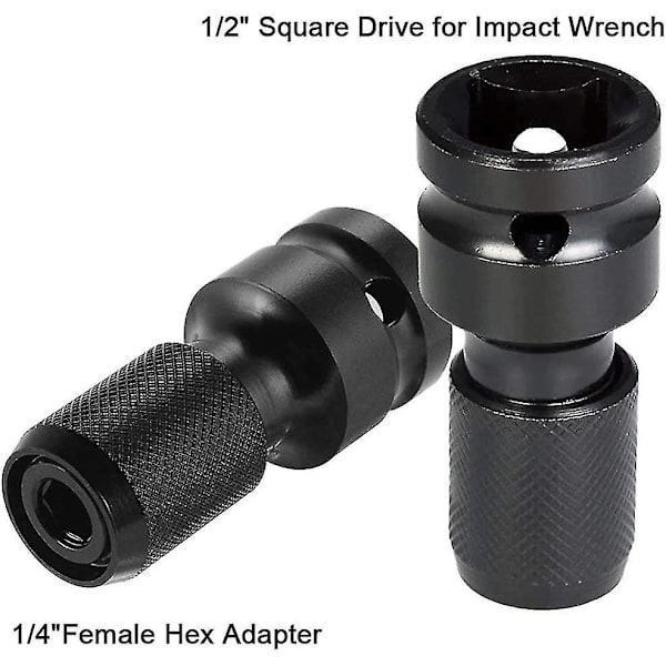 2-delt Sokkeladaptersett 1/2\" Kvadrat til 1/4\" Sekskant Hex Ratchet Sokkel