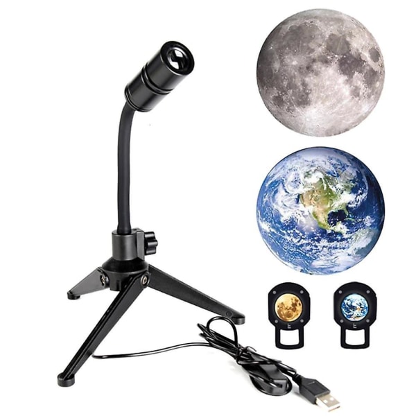 Månens Jord Projektorlys 2 i 1 Planet Lampe Roterbar