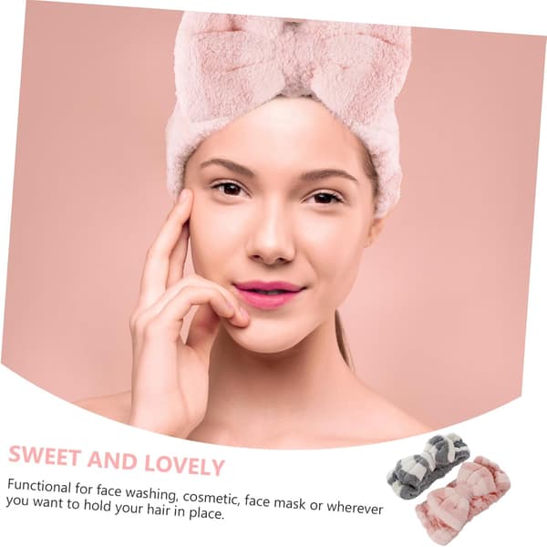 Sløjfe Makeup Pandebånd 2 Stk. Elastisk Ansigtshårbånd til Ansigtsvask Kvinder Sød Stil Spa Hudpleje Tilbehør