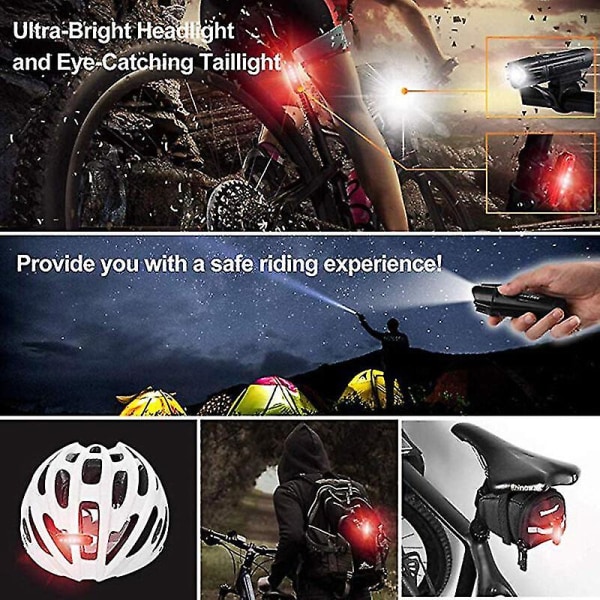 Hj-057 Super Lys USB Genopladelig Cykellys Mtb Natkørsel Advarselslys