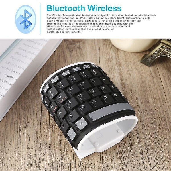 Fleksibelt silikone trådløst Bluetooth mini-tastatur til pc