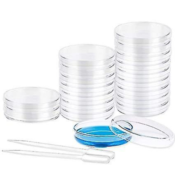 20 stk Plast Petriskåler med Lopp 90ml Overførings Pipetter 5ml