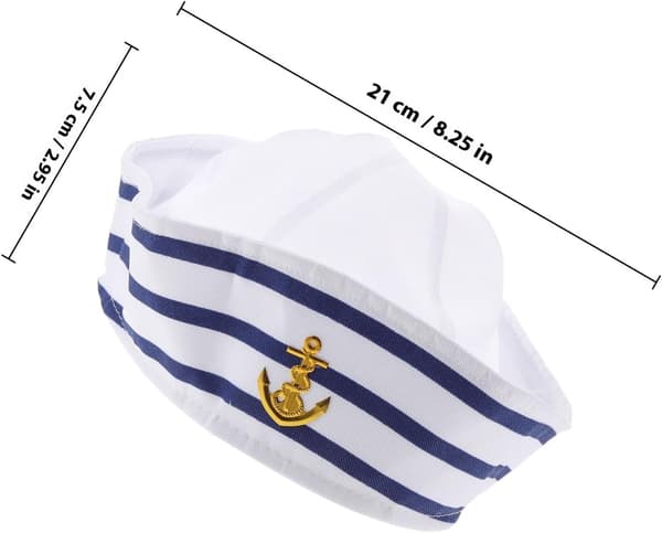 2st Sjömanshatt Båt Hatt Blå Vit Randig Tyg Justerbar Chic Elegant