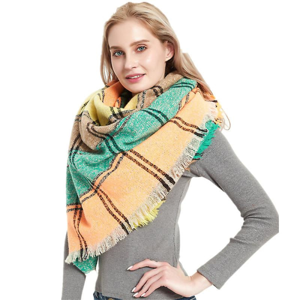 Mote-sjal og skjerf for damer, vinter, damer skjerf, pledd-skjerf for kvinner, tartan-skjerf Yellow