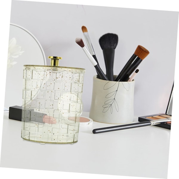 Stilfuld Guld Glitter Rund Vatpindskasse Hjem Skrivebordsorganisator Vatpindbeholder Elastisk Opbevaringskrukke Makeup Støvforebyggelse