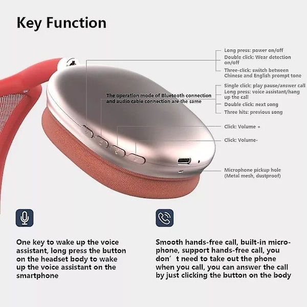 P9 Bluetooth-kuulokkeet Mobiilipuhelimelle Langattomat Päässä Käytettävät Bluetooth-kuulokkeet red