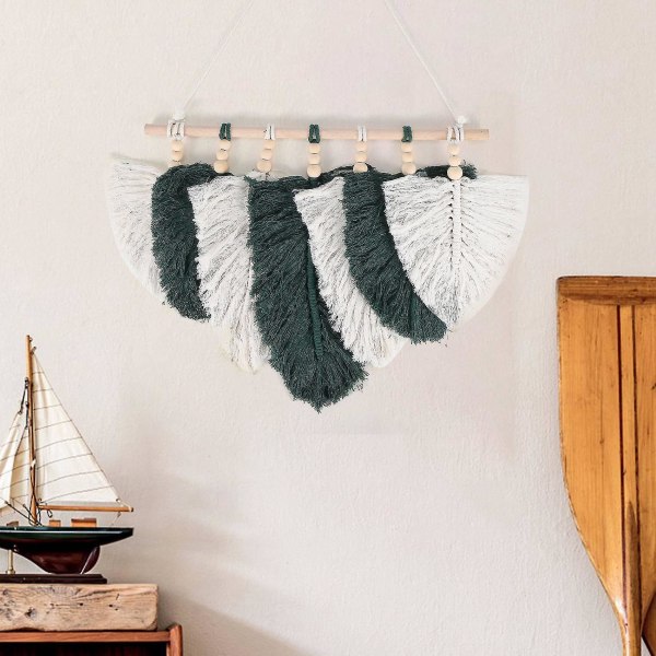 Studiokläder Hemfotografering Rekvisita Gåva Boho Dekoration Macrame Blad Fjäder Väggväv Huvud