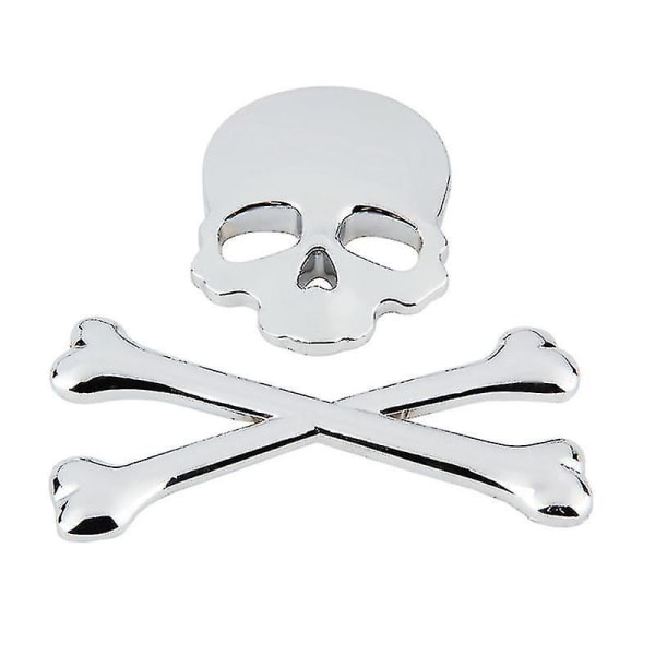 3D Motorcykel Skull Logo Badge Bil Sticker Sølv
