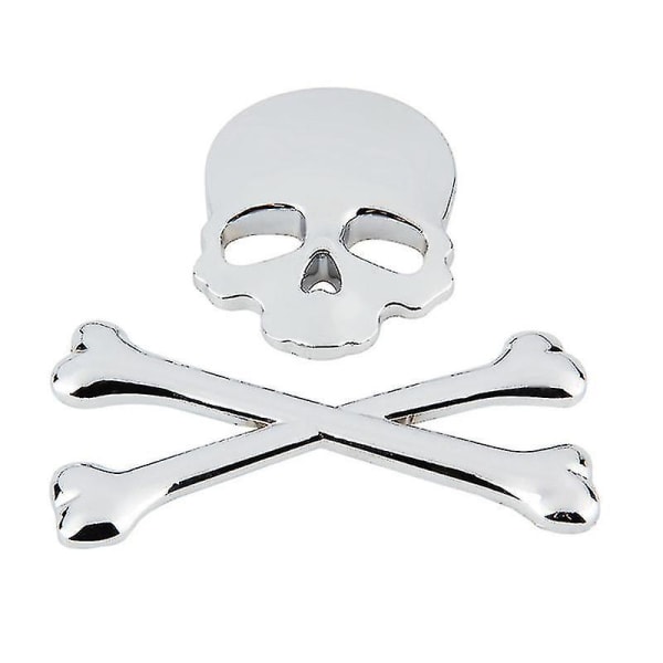 3D Motorsykkel Skull Logo Badge Bil klistremerke Sølv