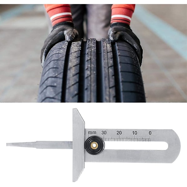 Dæk Slidmåler, Dækdæbdsmåler Rustfrit Stål Dæksikkerhedsmåler Dækmåler 0-30mm Til Bil Motorcykel
