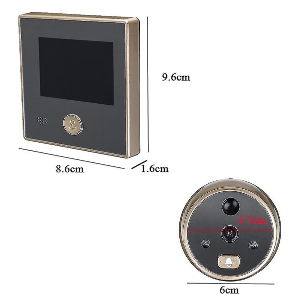 3 tuuman Sy 1 Tft LCD HD Door Camera Eye Doorbell Gold